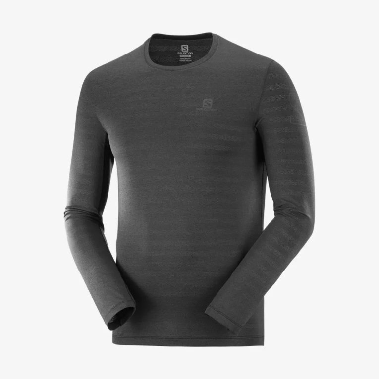 Pánské Tričko Salomon Outline Long Sleeve Černé | CZ 48YCBWG